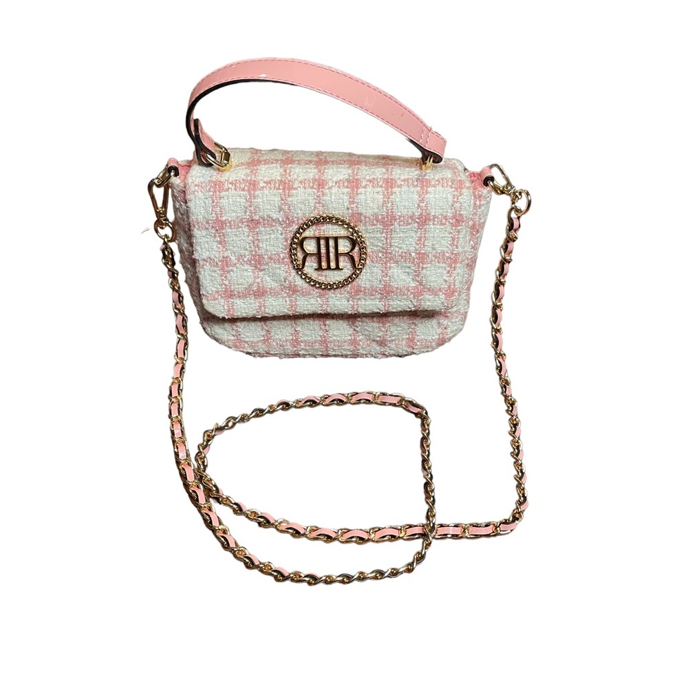 River island pink/whiteboucle check cross body bag